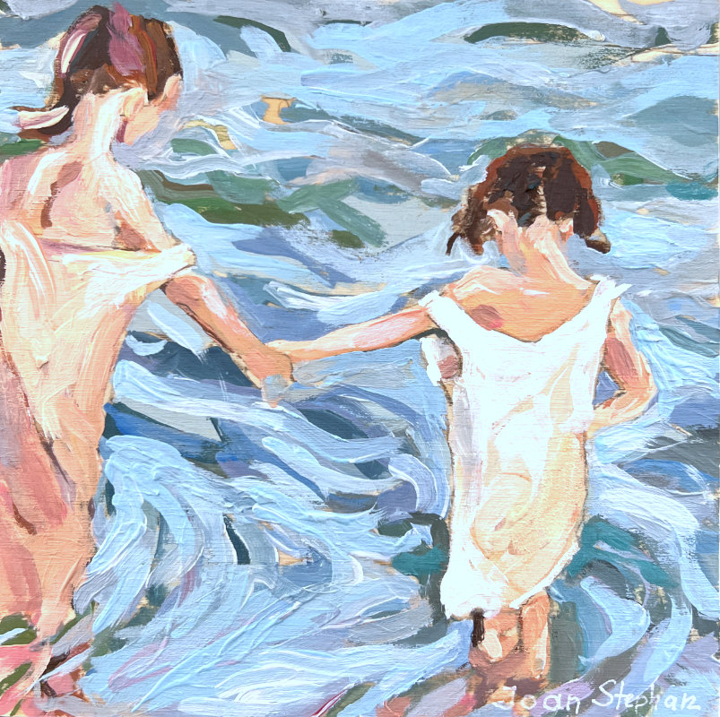 Zwei Mädchen badend