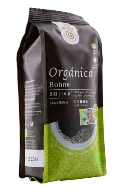 Bio Café Orgánico Fair Trade Kaffee 250g, Bohne